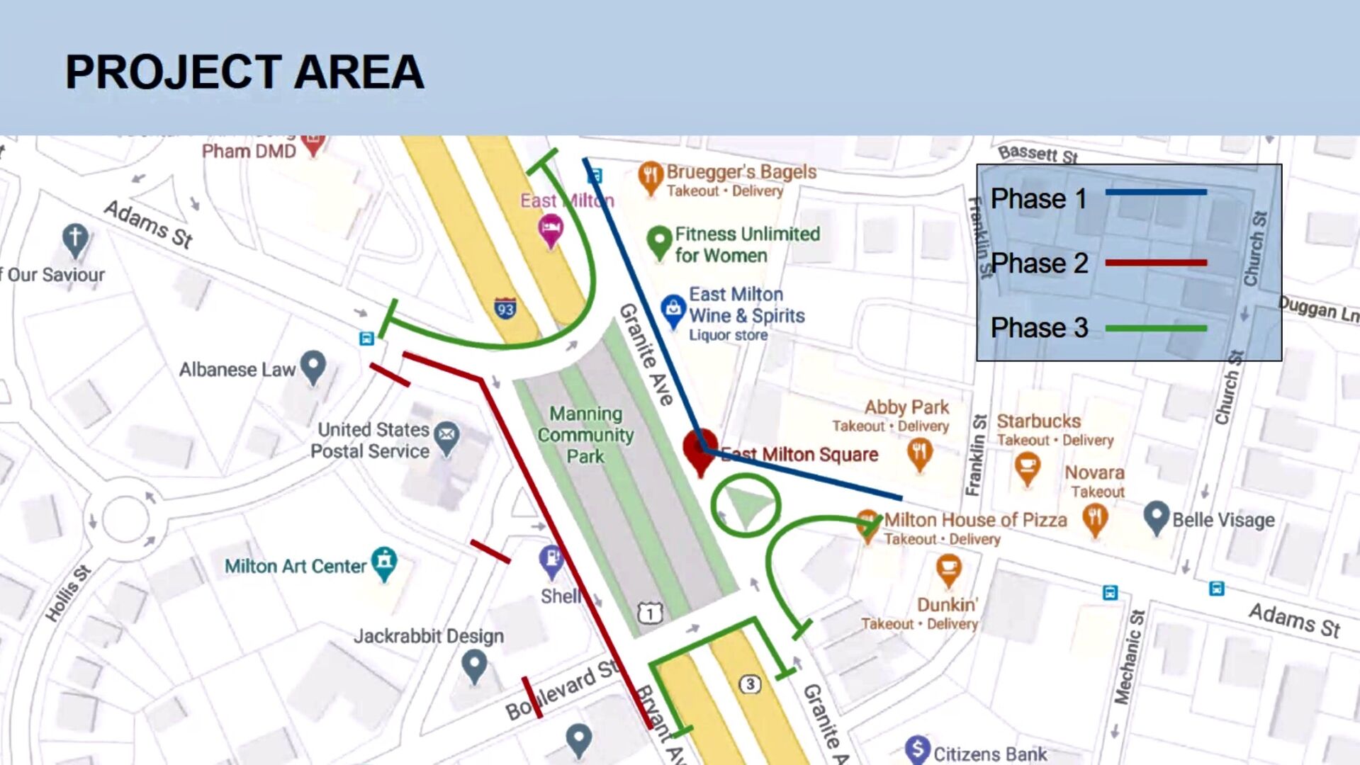 East Milton Square work timeline